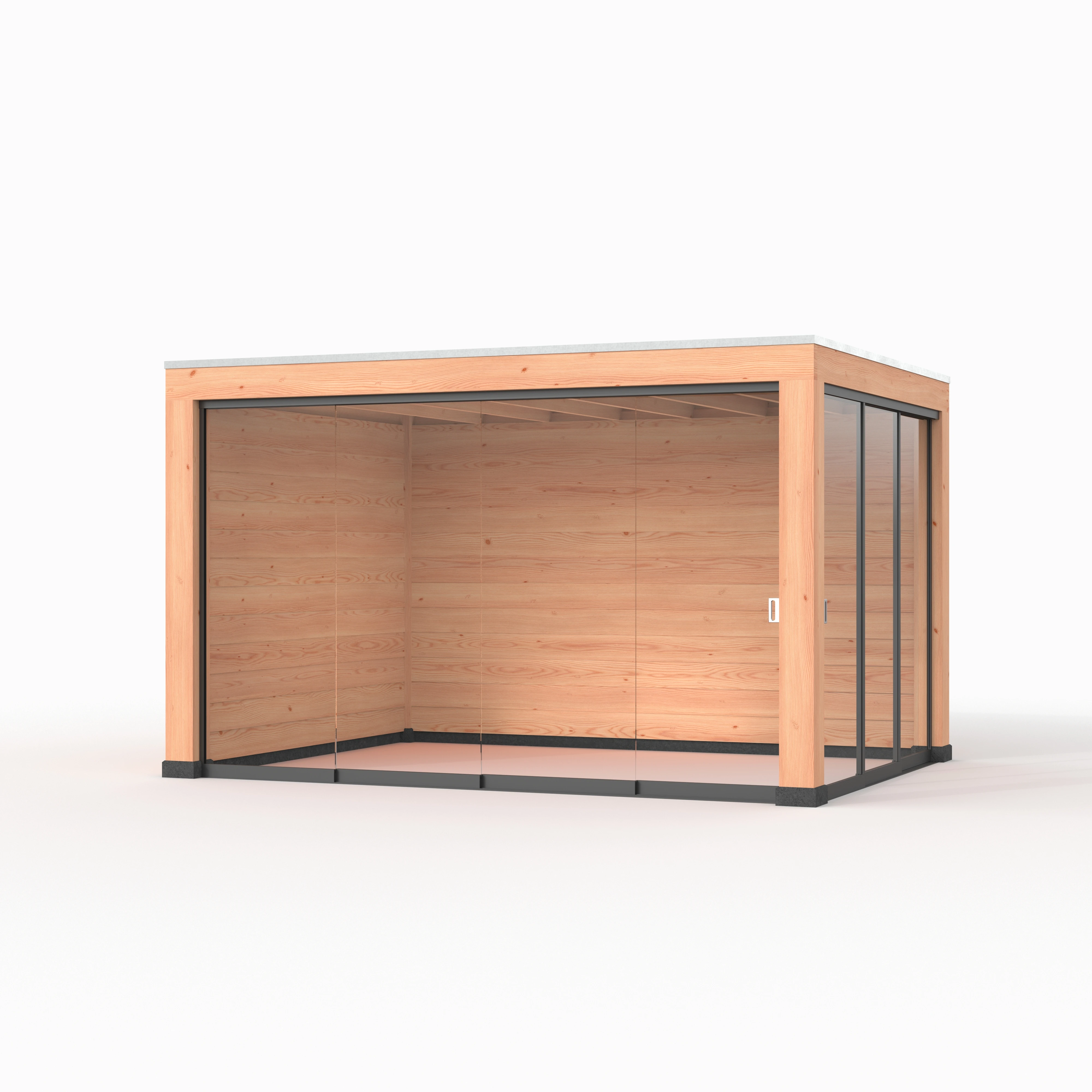 Douglas overkapping, 400 x 400, met achterwand en twee zijwanden, Westwood Modern - Afbeelding 2